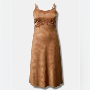 ❤️‍🔥 Torrid Sz 2 XXL Camel Copper Lace Sexy Grunge Y2K Midi Dress Sleeveless Hot